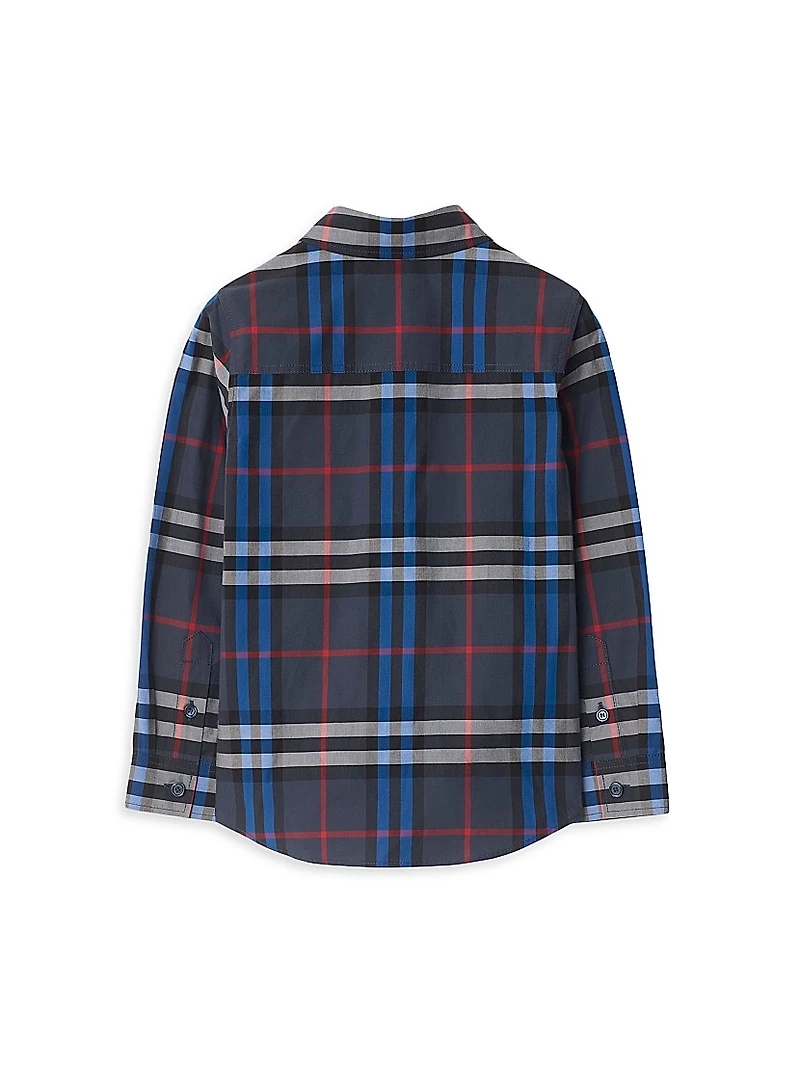 Little Boy's & Check Cotton Button-Up Shirt