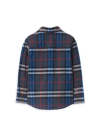 Little Boy's & Check Cotton Button-Up Shirt