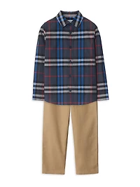 Little Boy's & Check Cotton Button-Up Shirt