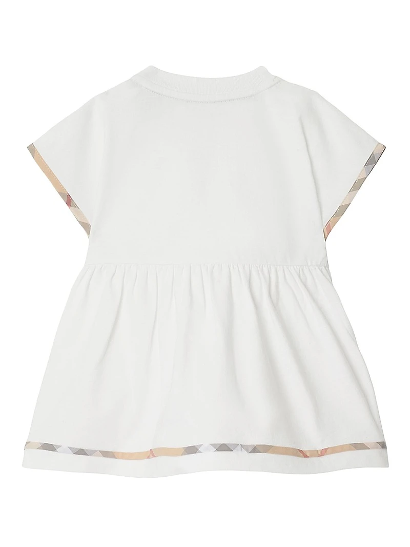 Baby Girl's Check Trim Cotton Dress & Bloomers Set