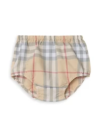Baby Girl's Check Trim Cotton Dress & Bloomers Set