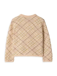 Little Girl's & Check Alpaca-Silk Cardigan