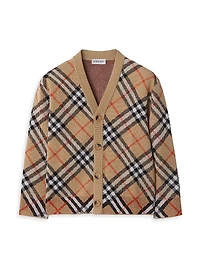 Baby's, Little Kid's & Wool Check Knit Cardigan