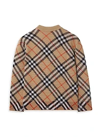 Baby's, Little Kid's & Wool Check Knit Cardigan