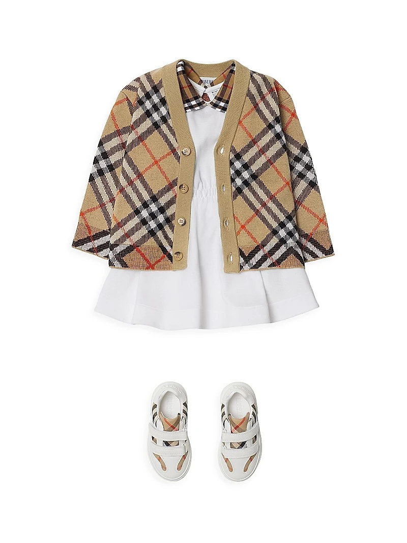 Baby's, Little Kid's & Wool Check Knit Cardigan