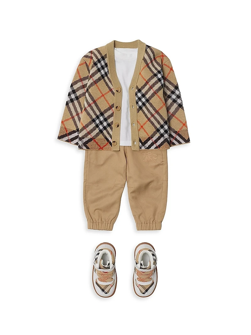 Baby's, Little Kid's & Wool Check Knit Cardigan