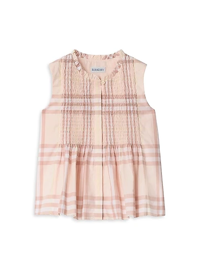 Little Girl's & Rose Smocked Check Top