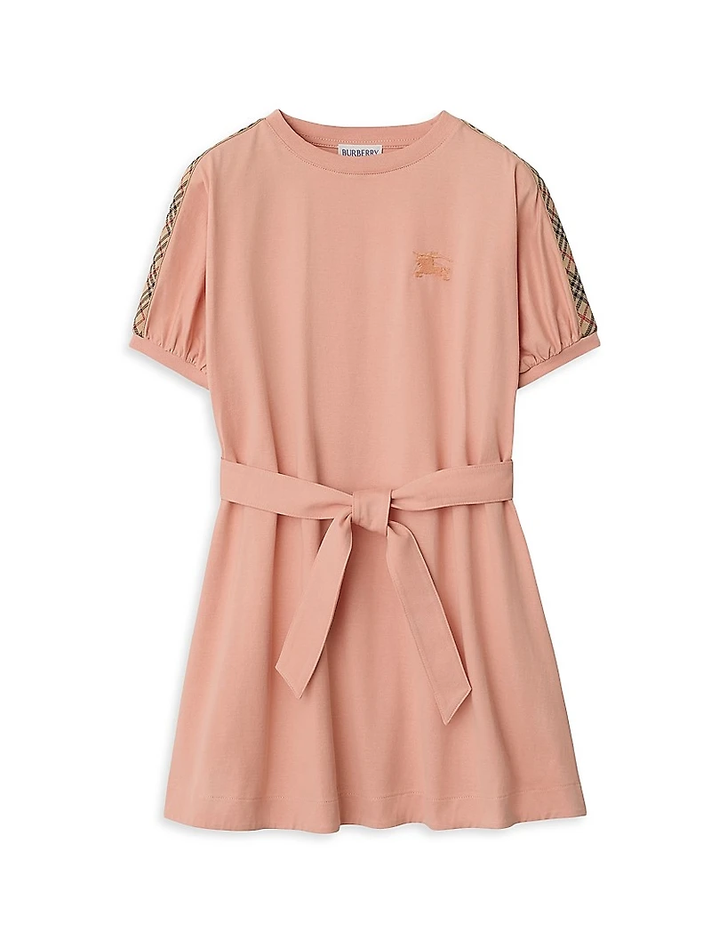 Little Girl's & Gladys Check-Trimmed T-Shirt Dress