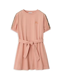 Little Girl's & Gladys Check-Trimmed T-Shirt Dress