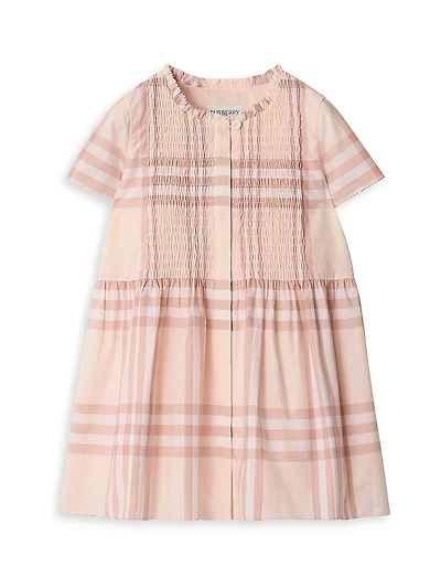 Baby Girl's, Little Girl's & Check Smocked Cotton Shirtdress