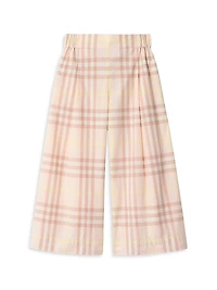 Little Girl's & Maya Check Cotton Wide-Leg Pants