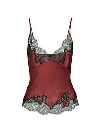 Giselle V-Neck Lace-Trim Silk Cami