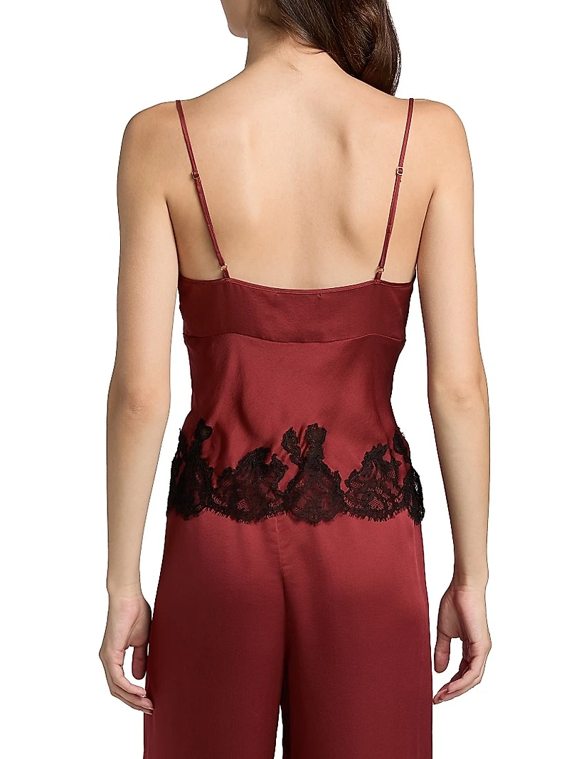 Giselle V-Neck Lace-Trim Silk Cami