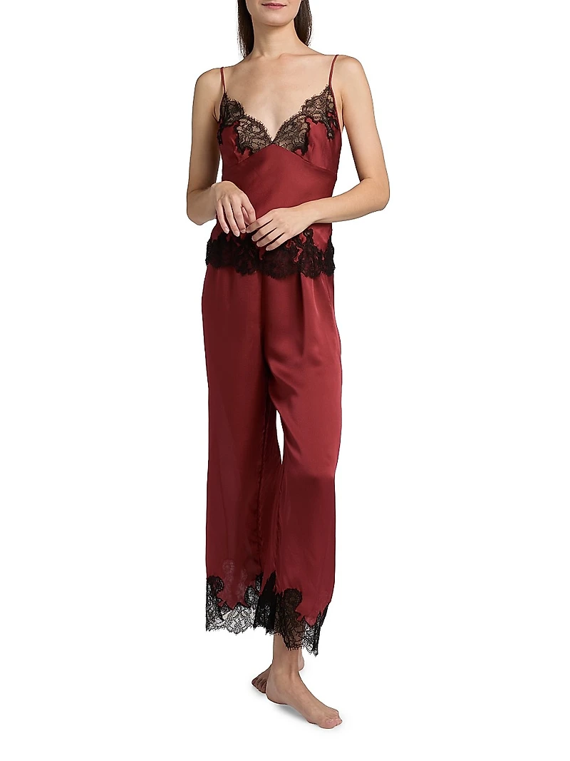 Giselle V-Neck Lace-Trim Silk Cami