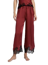 Giselle Lace-Trim Silk Pajama Pants