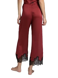 Giselle Lace-Trim Silk Pajama Pants