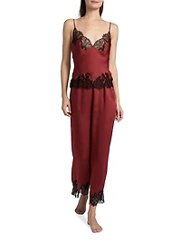 Giselle Lace-Trim Silk Pajama Pants