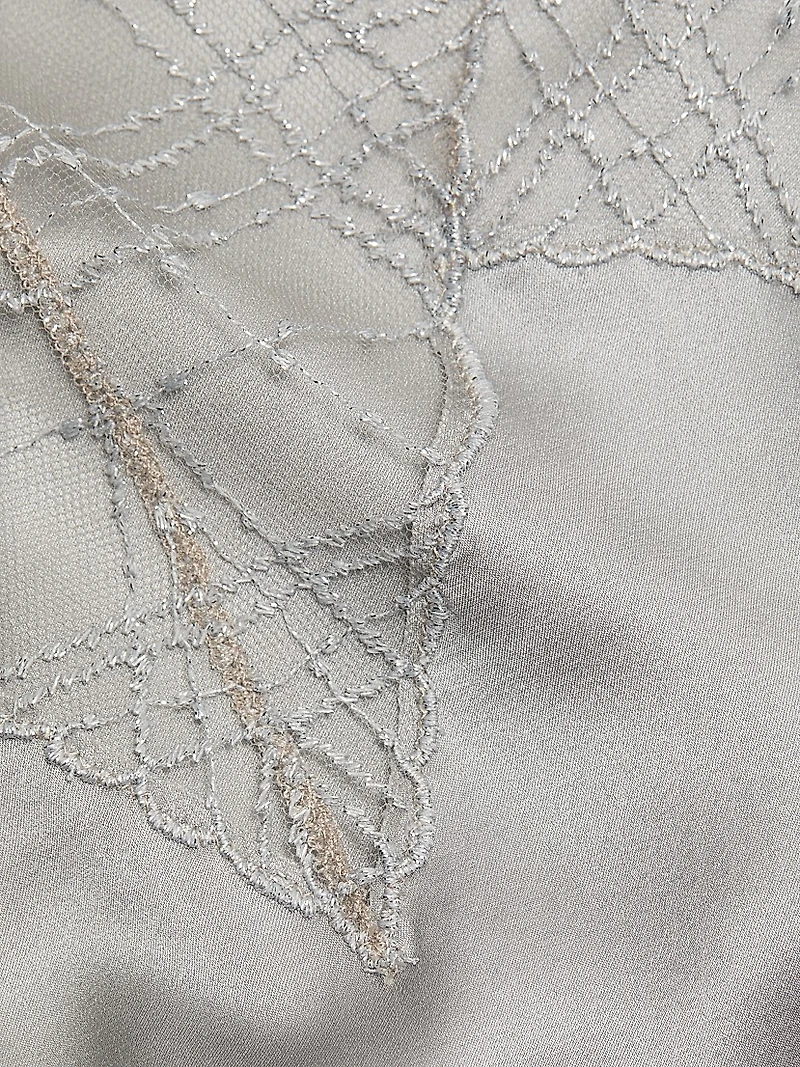 A Pois Embroidered Mesh & Silk Chemise