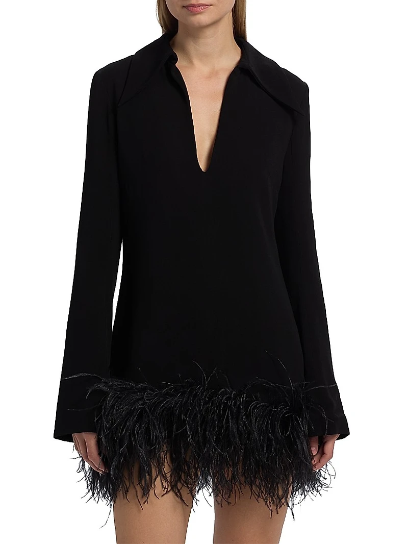 Michele Feather-Trimmed Minidress