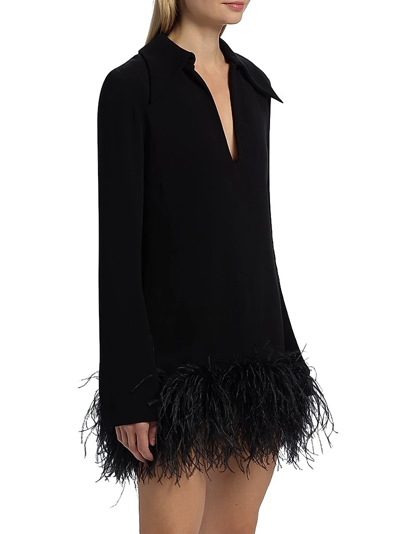 Michele Feather-Trimmed Minidress