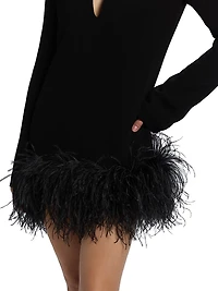 Michele Feather-Trimmed Minidress