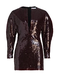 Mitilla Split Neck Sequin Minidress