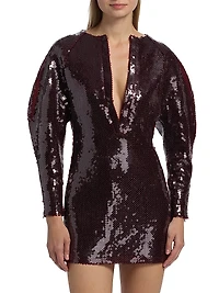Mitilla Split Neck Sequin Minidress