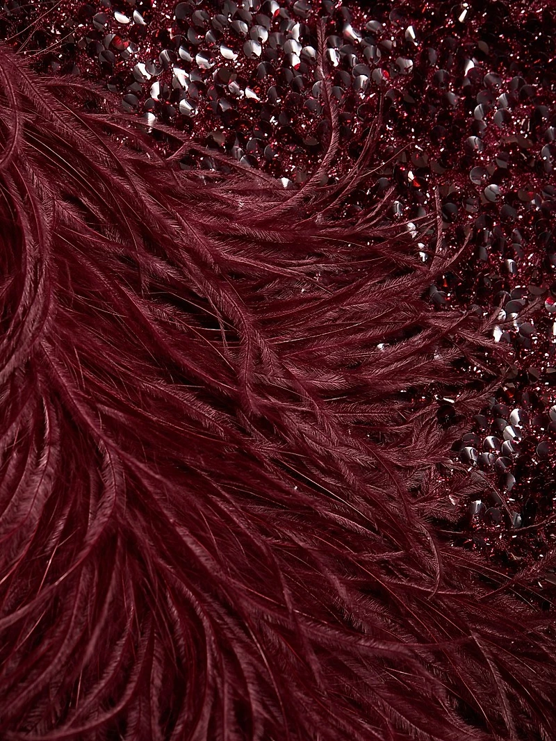 Giaci Feather-Trimmed Sequined Miniskirt