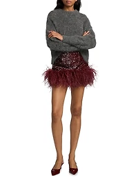 Giaci Feather-Trimmed Sequined Miniskirt