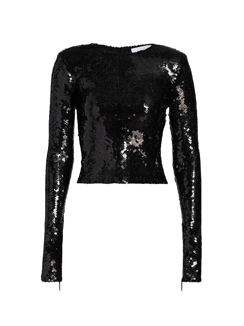 Loida Sequined Long-Sleeve Top