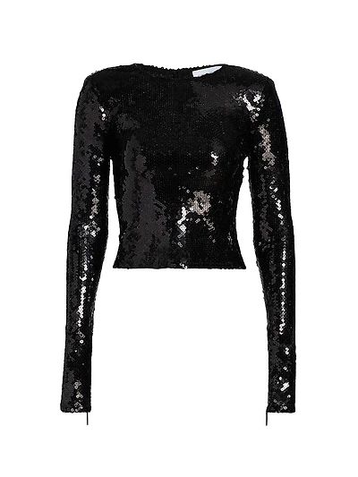 Loida Sequined Long-Sleeve Top