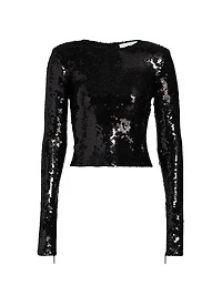 Loida Sequined Long-Sleeve Top