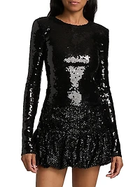 Loida Sequined Long-Sleeve Top