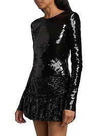 Loida Sequined Long-Sleeve Top