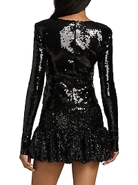 Loida Sequined Long-Sleeve Top