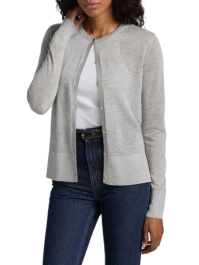 Fine-Gauge Knit Long-Sleeve Cardigan