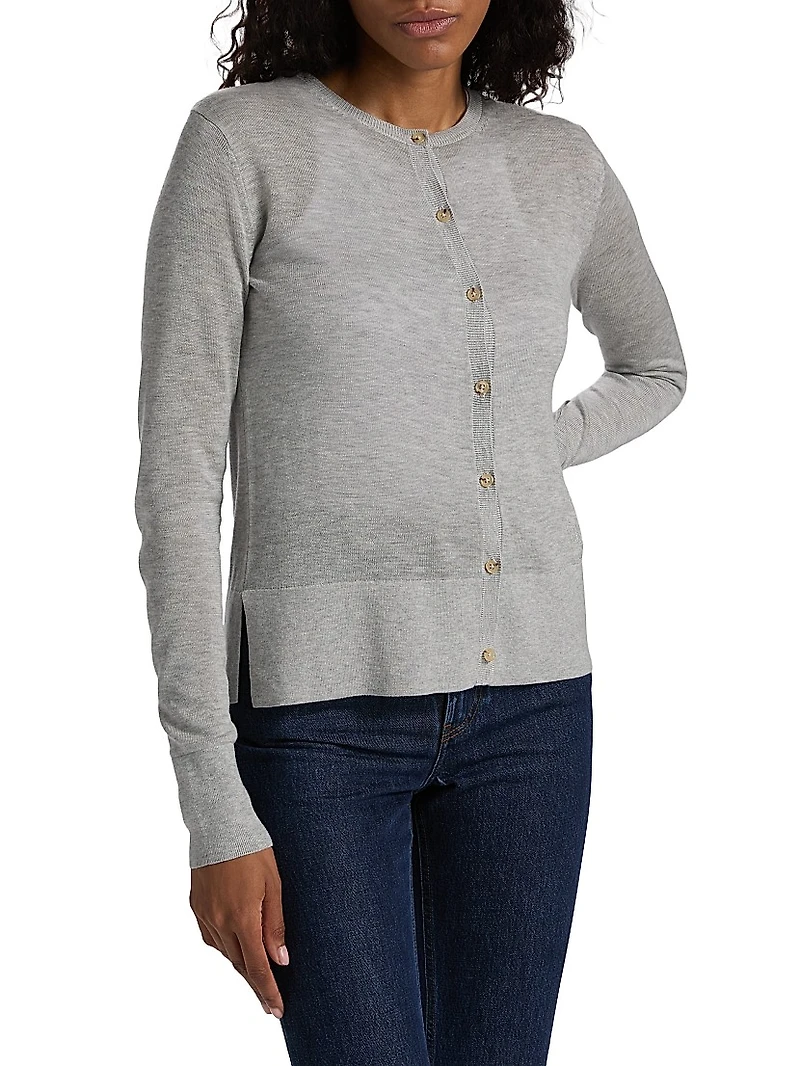 Fine-Gauge Knit Long-Sleeve Cardigan