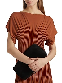 Jersey Pleated Cap-Sleeve Maxi Dress