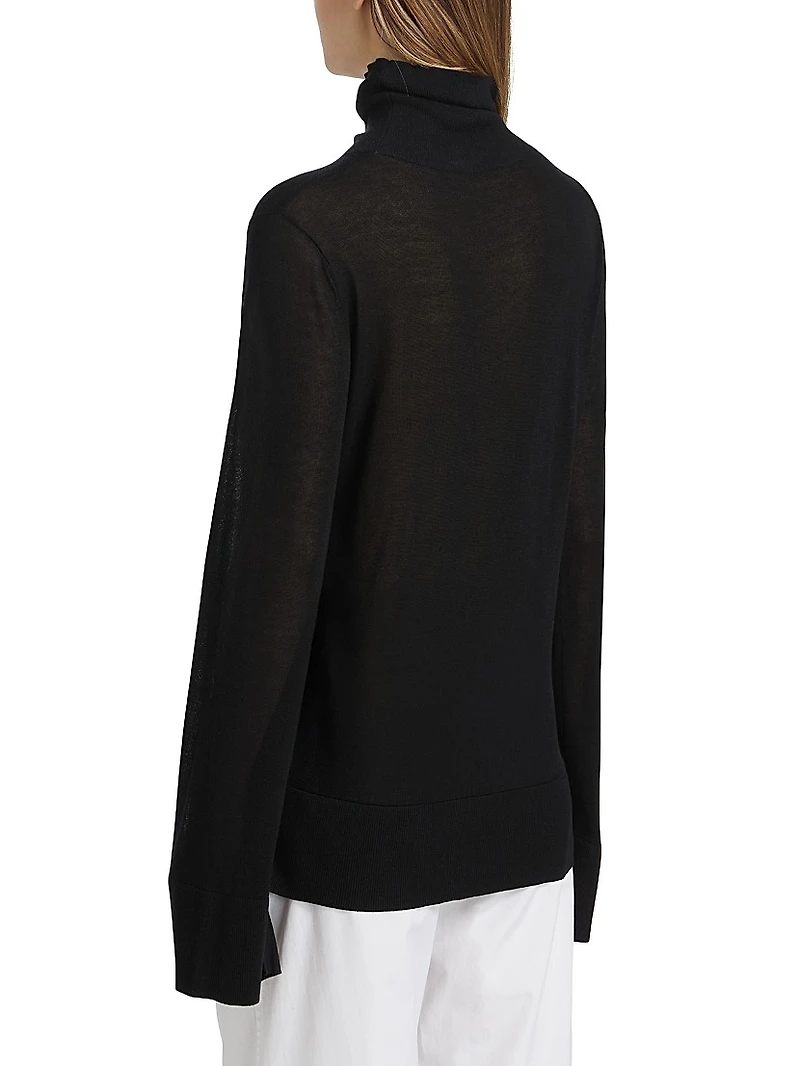 Slit-Sleeve Fine-Knit Turtleneck