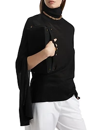 Slit-Sleeve Fine-Knit Turtleneck