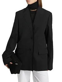 Raw Lapel Wool Single-Breasted Jacket