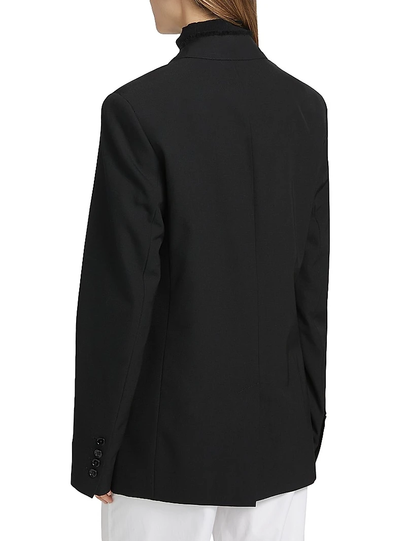 Raw Lapel Wool Single-Breasted Jacket