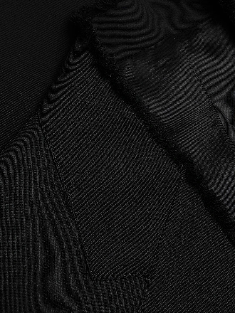 Raw Lapel Wool Single-Breasted Jacket