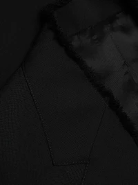 Raw Lapel Wool Single-Breasted Jacket