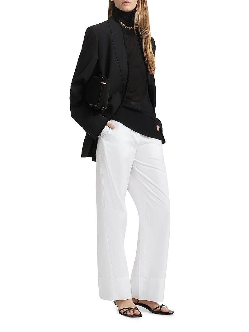 Raw Lapel Wool Single-Breasted Jacket