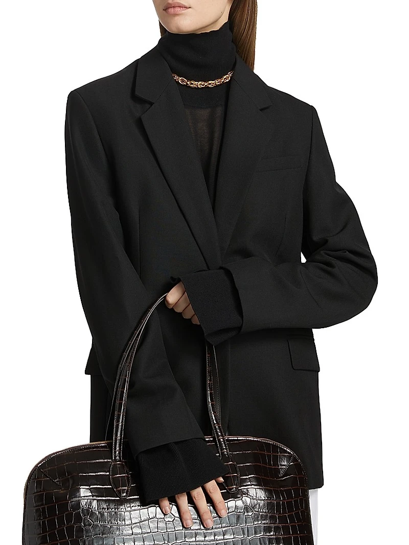 Oversized Single-Breasted One-Button Blazer