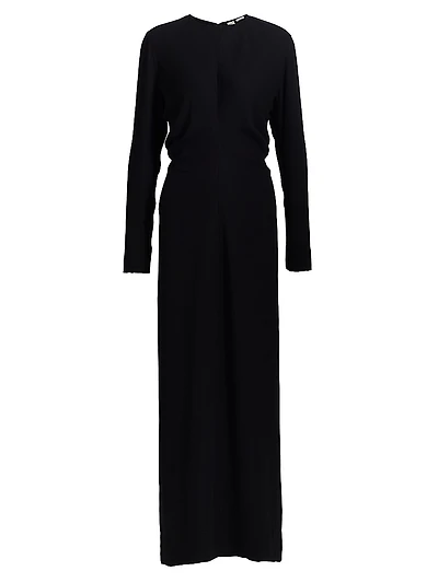 Long-Sleeve Slouch Waist Maxi Dress