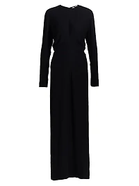 Long-Sleeve Slouch Waist Maxi Dress