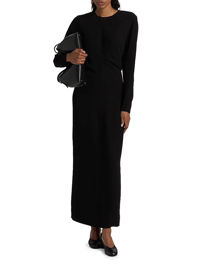 Long-Sleeve Slouch Waist Maxi Dress