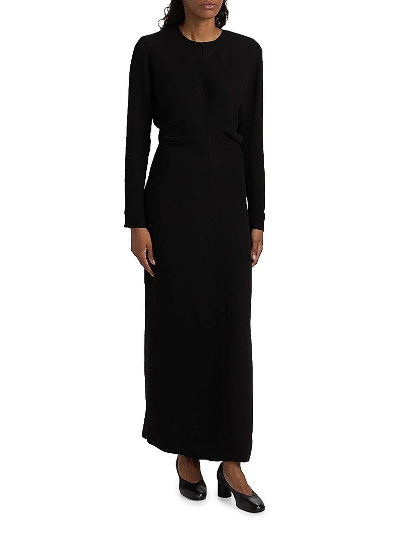 Long-Sleeve Slouch Waist Maxi Dress